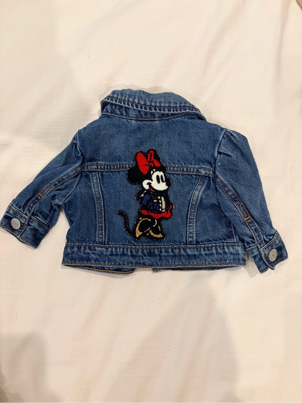 GAP Kids Disney Denim Jacket with Minnie Mouse Patch - Blue & Red